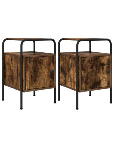 Armadio da Notte 2 pz Rovere Fumo Legno ingegnerizzato 2
