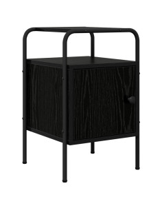 Armadio da Notte Rovere Nero Legno ingegnerizzato 2