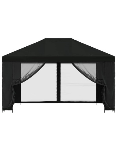 Gazebo con pareti laterali 4 × 3 m Nero Poliestere e Acciaio
