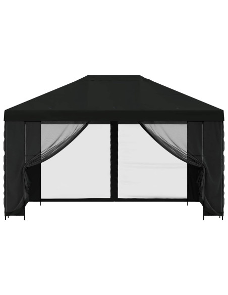 Gazebo con pareti laterali 4 × 3 m Nero Poliestere e Acciaio