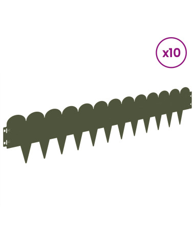 Bordura per Prato 10 pcs 103 x 20 cm Acciaio Verde Oliva