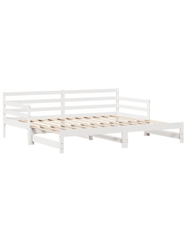 Dormeuse con Cassetti Bianco 90x200 cm Legno Massello di Pino