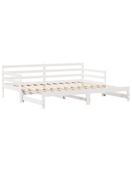 Dormeuse con Cassetti Bianco 90x200 cm Legno Massello di Pino