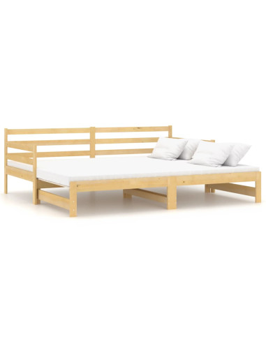 Divano Letto Estraibile in Legno Massello di Pino 2x(90x200) cm