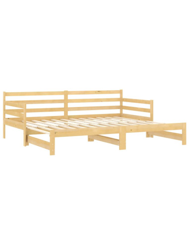 Divano Letto Estraibile in Legno Massello di Pino 2x(90x200) cm