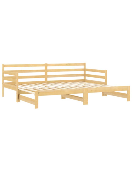 Divano Letto Estraibile in Legno Massello di Pino 2x(90x200) cm