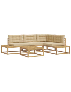 Set di divani da esterno 5 pz Bianco Poliestere 2