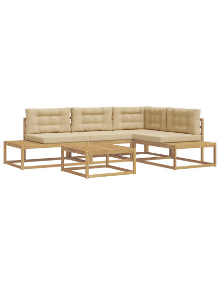 Set di divani da esterno 5 pz Bianco Poliestere