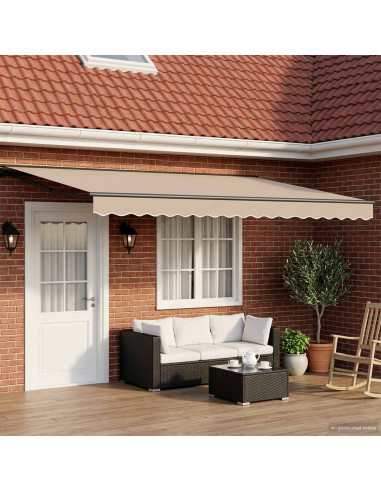 Cornice per Tenda Manuale con LED Beige e Antracite 4 x 2 m