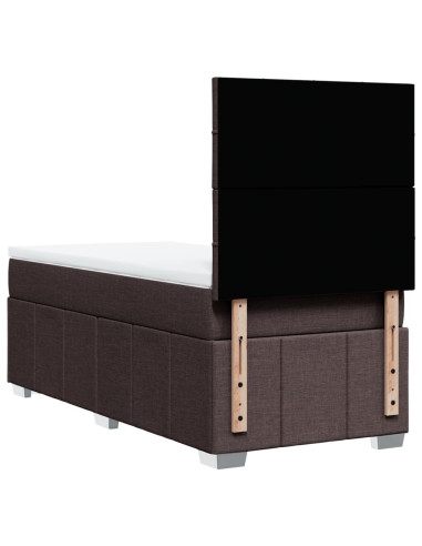 Giroletto a Molle con Materasso Marrone Scuro 100x200cm Tessuto