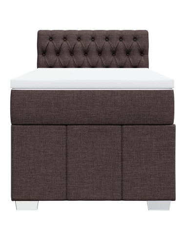 Giroletto a Molle con Materasso Marrone Scuro 100x200cm Tessuto