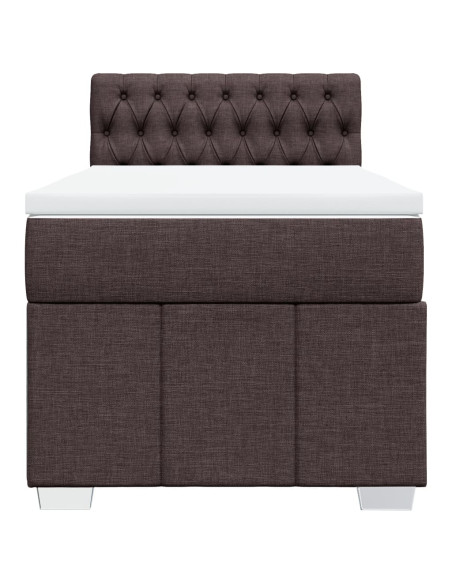Giroletto a Molle con Materasso Marrone Scuro 100x200cm Tessuto