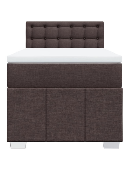 Giroletto a Molle con Materasso Marrone Scuro 100x200cm Tessuto