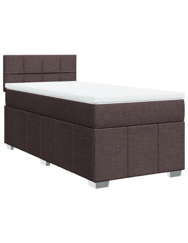 Giroletto a Molle con Materasso Marrone Scuro 100x200cm Tessuto
