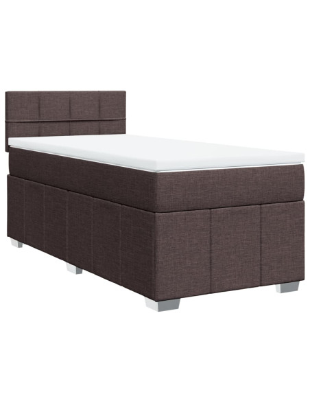 Giroletto a Molle con Materasso Marrone Scuro 100x200cm Tessuto
