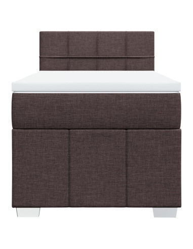 Giroletto a Molle con Materasso Marrone Scuro 100x200cm Tessuto