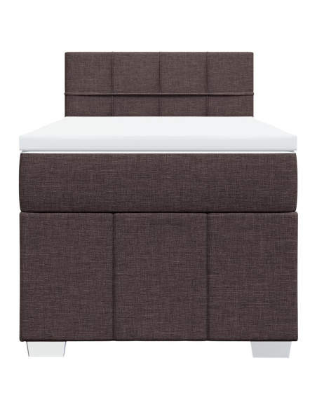 Giroletto a Molle con Materasso Marrone Scuro 100x200cm Tessuto