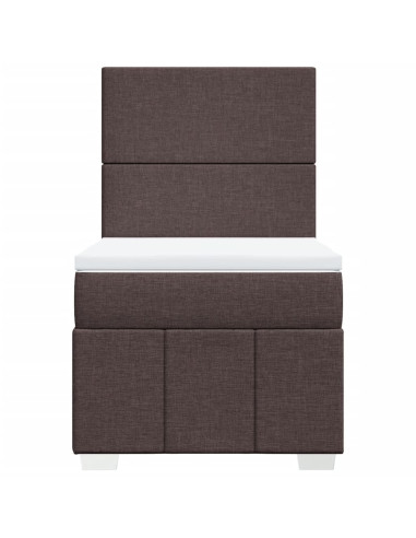 Giroletto a Molle con Materasso Marrone Scuro 100x200cm Tessuto
