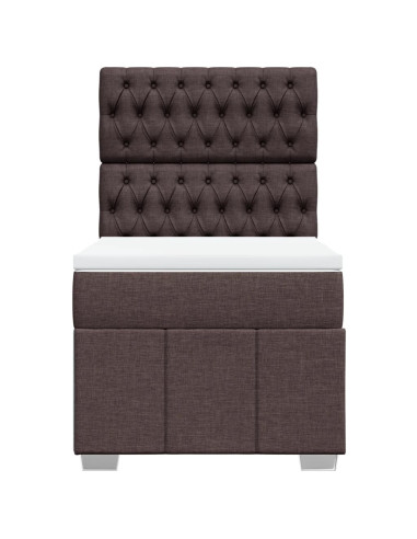 Giroletto a Molle con Materasso Marrone Scuro 100x200cm Tessuto