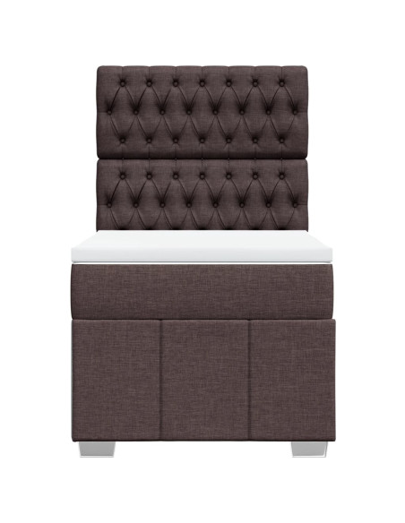 Giroletto a Molle con Materasso Marrone Scuro 100x200cm Tessuto