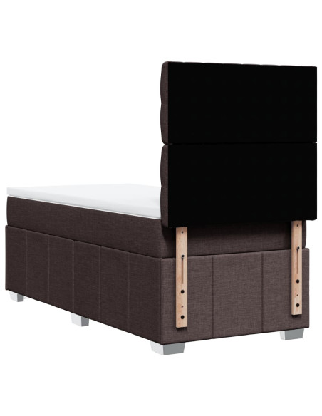 Giroletto a Molle con Materasso Marrone Scuro 100x200cm Tessuto
