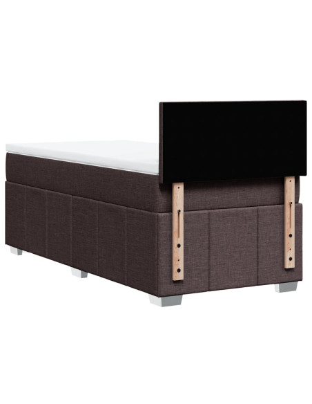 Giroletto a Molle con Materasso Marrone Scuro 100x200cm Tessuto