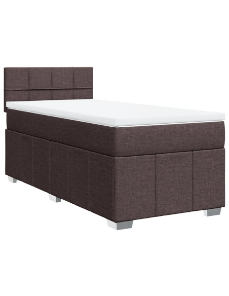 Giroletto a Molle con Materasso Marrone Scuro 100x200cm Tessuto