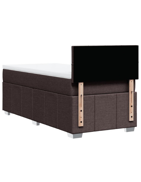 Giroletto a Molle con Materasso Marrone Scuro 100x200cm Tessuto