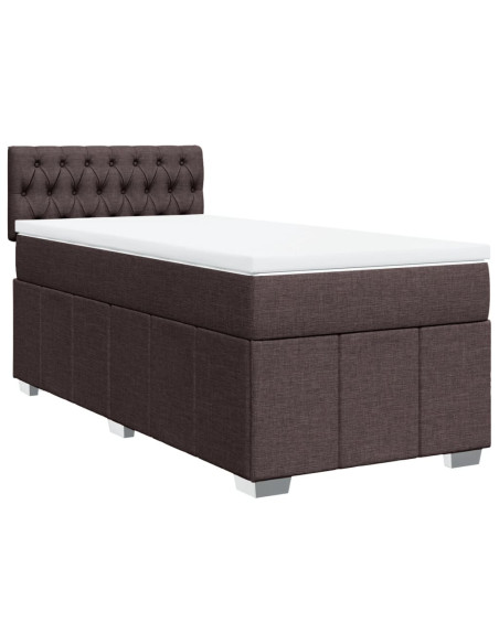 Giroletto a Molle con Materasso Marrone Scuro 100x200cm Tessuto