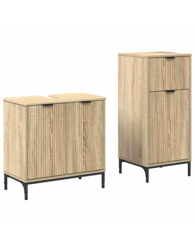 Set di mobili per il bagno con cassetto 2 pcs Rovere Sonoma