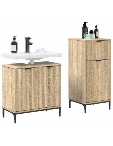 Set di mobili per il bagno con cassetto 2 pcs Rovere Sonoma
