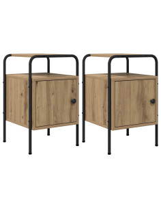 Armadio da Notte 2 pz Rovere Artigianale Legno ingegnerizzato