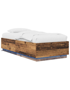 Letto con LED Legno antico 80 x 200 cm Legno ingegnerizzato