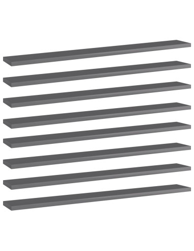 Ripiani per Libreria 8pz Grigio Lucido 80x10x1,5cm Multistrato