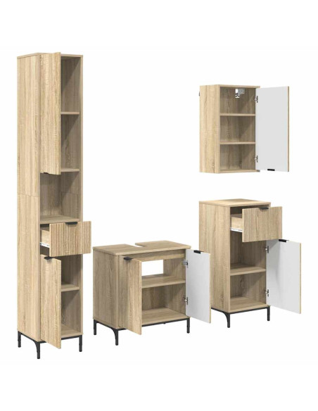Set di mobili per il bagno con cassetto con porta Rovere Sonoma