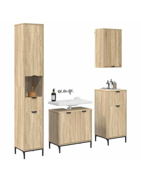Set di mobili per il bagno con cassetto con porta Rovere Sonoma