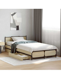Struttura letto con testata con ruota Rovere Sonoma 80 x 200 cm
