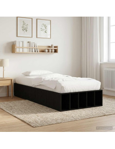Telaio del letto con storage Rovere Nero 80 x 200 cm