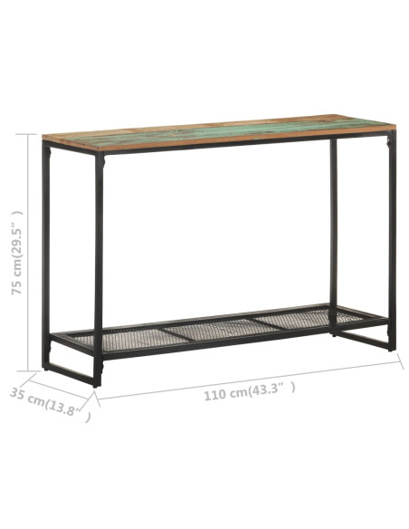 Tavolo Consolle 110x35x75 cm in Legno Massello di Recupero