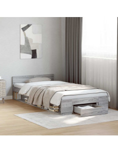 Telaio del letto con storage Sonoma grigio 80 x 200 cm