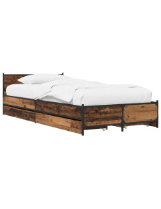 Struttura letto con testata con ruota Legno antico 80 x 200 cm 2