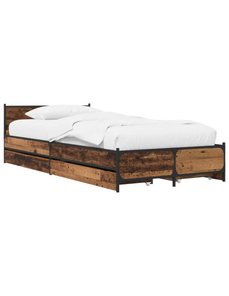 Struttura letto con testata con ruota Legno antico 80 x 200 cm