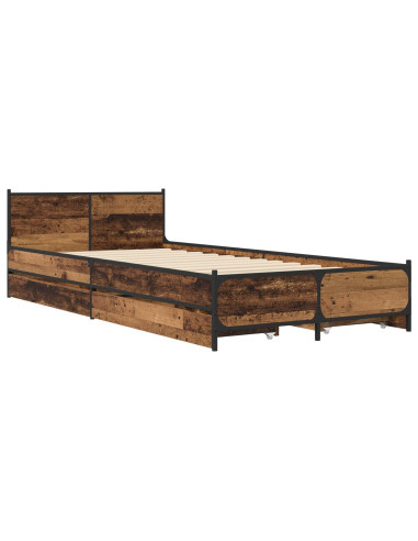 Struttura letto con testata con ruota Legno antico 80 x 200 cm