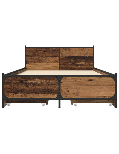 Struttura letto con testata con ruota Legno antico 80 x 200 cm