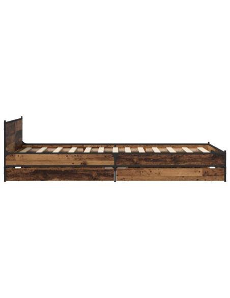 Struttura letto con testata con ruota Legno antico 80 x 200 cm