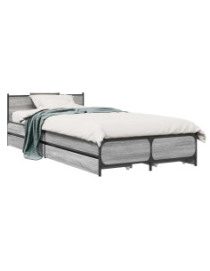 Struttura letto con testata con ruota Sonoma grigio 80 x 200 cm 2