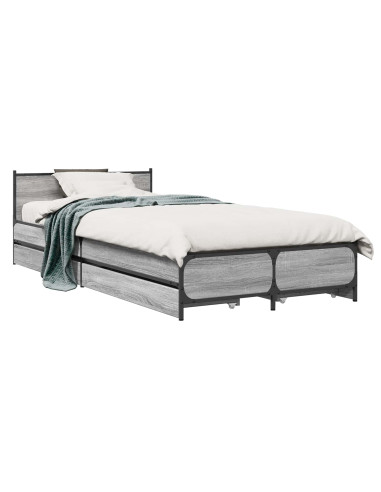Struttura letto con testata con ruota Sonoma grigio 80 x 200 cm