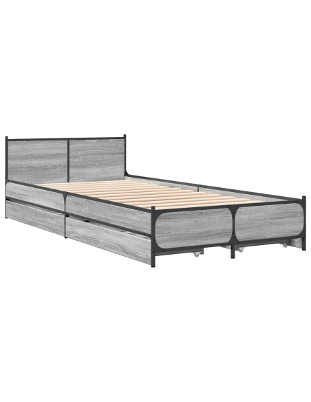 Struttura letto con testata con ruota Sonoma grigio 80 x 200 cm