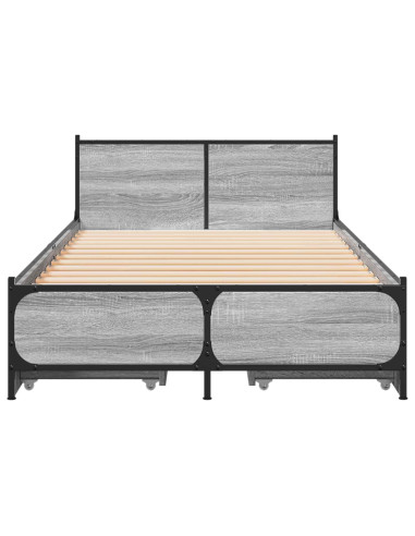 Struttura letto con testata con ruota Sonoma grigio 80 x 200 cm
