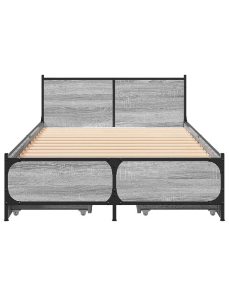 Struttura letto con testata con ruota Sonoma grigio 80 x 200 cm